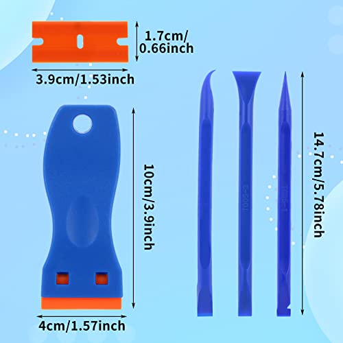 TIESOME Multipurpose Plastic Scraper Set, Non-Scratch Scraper Tool with 10Pcs Plastic Blades & 3pcs Double-Head Detail Cleaning Stick for Removing Lable Glue Decal in The Glass Window Floor