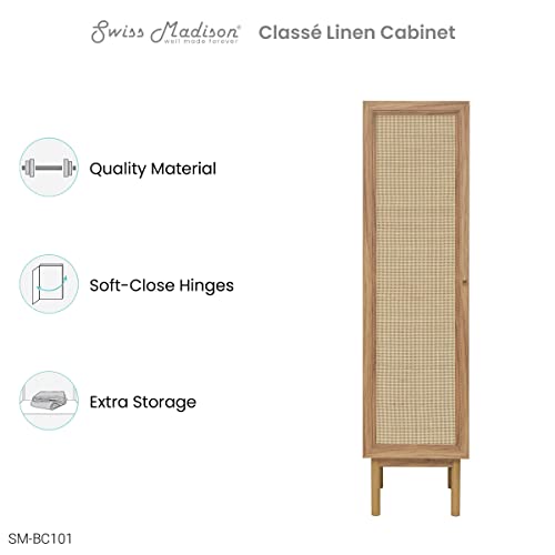 Swiss Madison Well Made Forever Classé 15" W x 60" H x 15" D Linen Cabinet in Oak