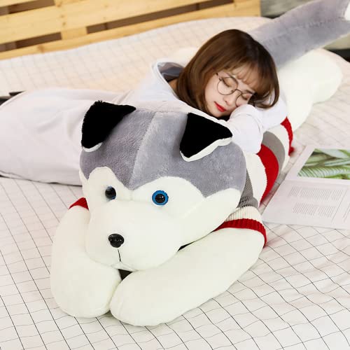 pangcangshu Giant Dog Plush Toy Soft Stuffed Husky Long Pillow Cartoon Animal Doll Sleeping Pillow Cushion Home Decor Kids Easter, Thanksgiving, Christmas, New Year's Gifts (Husky,60cm/23.6 inch)