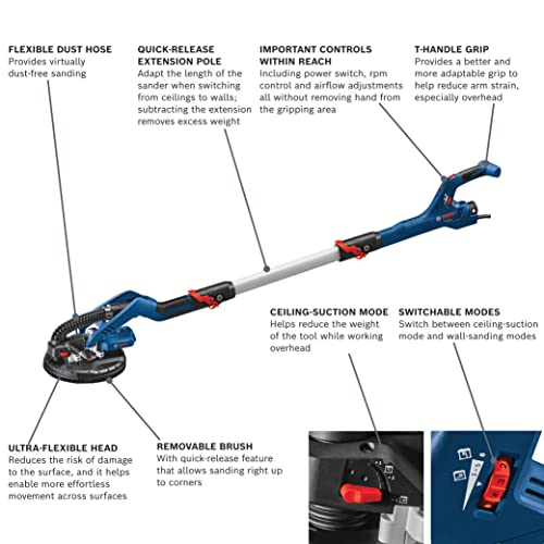 BOSCH GTR55-85 9 Inch Variable Speed Drywall Sander Kit with Extendable Handle