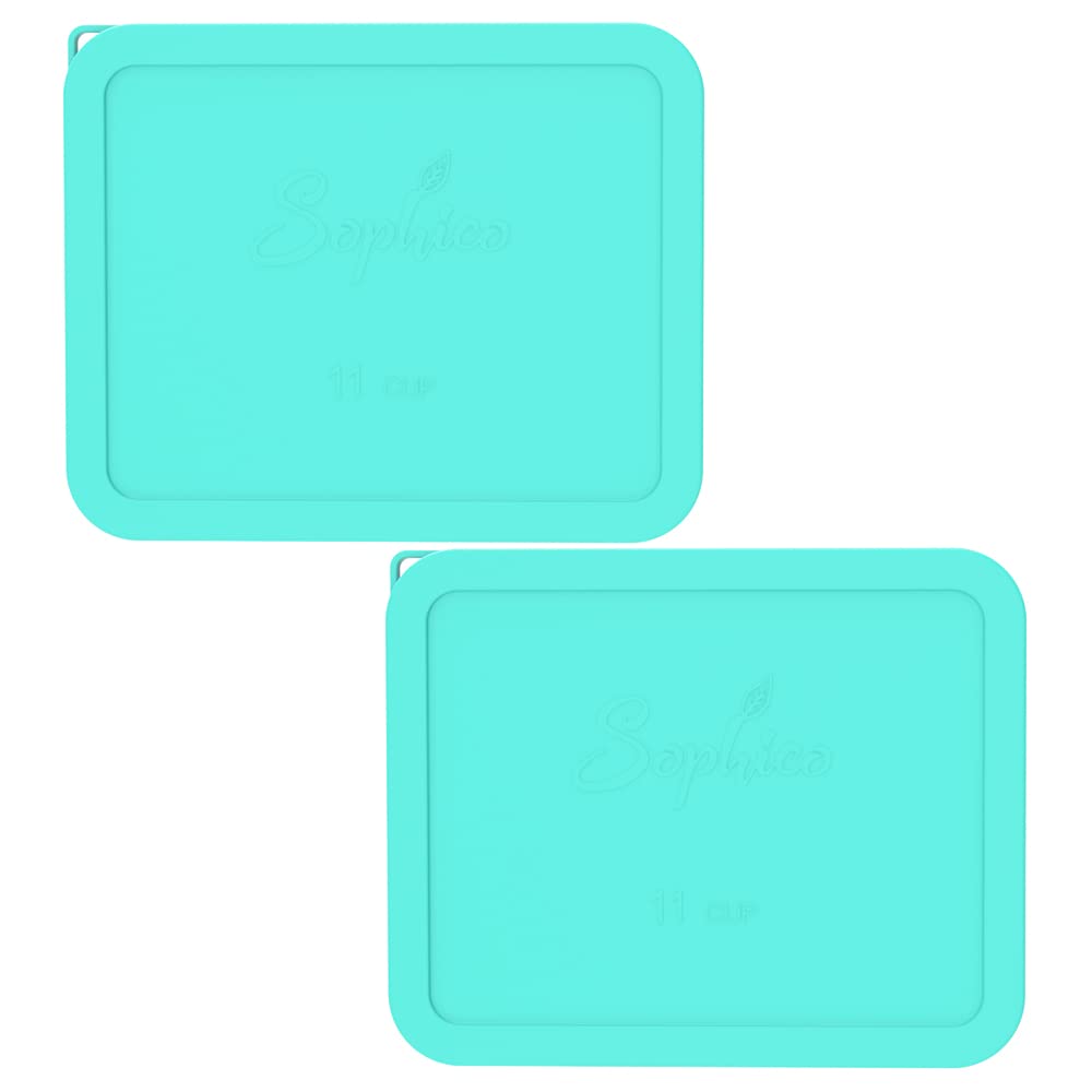 Sophico 11 Cup Rectangle Silicone Storage Cover Lids Replacement for Pyrex 7212-PC Glass Bowls, Container not Included (MINT- 2PACK)