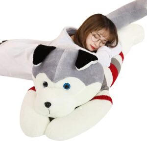 pangcangshu Giant Dog Plush Toy Soft Stuffed Husky Long Pillow Cartoon Animal Doll Sleeping Pillow Cushion Home Decor Kids Easter, Thanksgiving, Christmas, New Year's Gifts (Husky,60cm/23.6 inch)