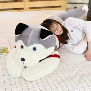 pangcangshu Giant Dog Plush Toy Soft Stuffed Husky Long Pillow Cartoon Animal Doll Sleeping Pillow Cushion Home Decor Kids Easter, Thanksgiving, Christmas, New Year's Gifts (Husky,60cm/23.6 inch)