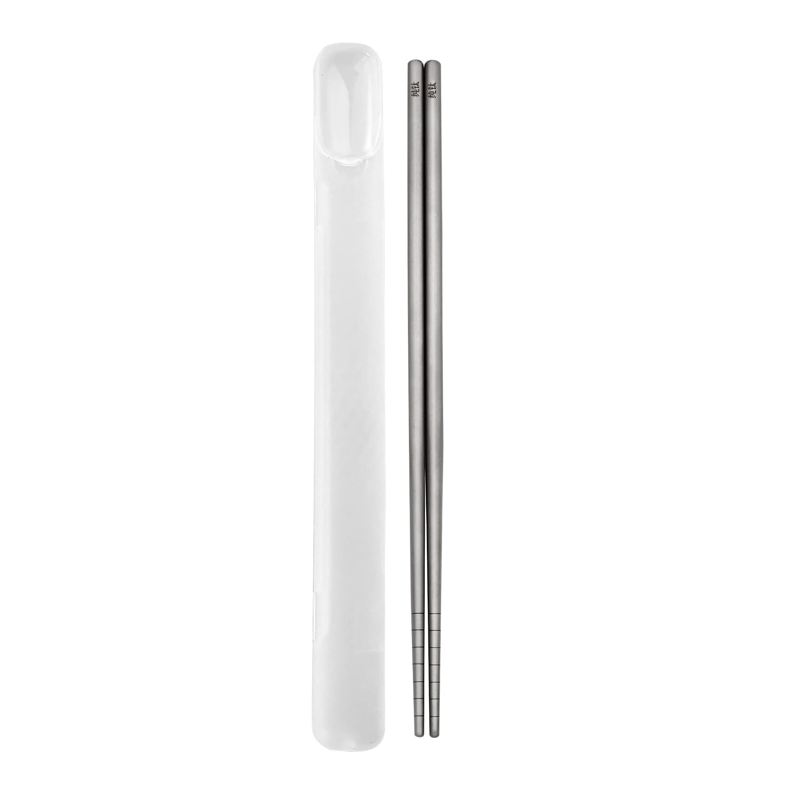 Pure Titanium Chopsticks 1 Pair with Carry Case, 9” Lightweight Reusable Chopsticks , Travel Utensils with Case Chopsticks, Non-Slip, Dishwasher Safe, Eco-Friendly, Portable, Grey, 2023 Gift