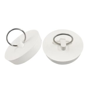 LifCratms 2Pcs White Rubber Drain Stoppers, 1-3/4 Inch Rubber Sink Plug Sink Stopper Drain Plug with Hanging Ring for Kitchen Laundry Bathroom Bathtub, Fits 45-47.5mm