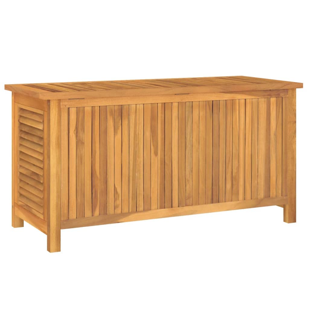 vidaXL Patio Storage Box with Bag, Solid Teak Wood 44.9"x19.7"x22.8", Rustic Charm, Ample Organizing Space, Versatile Use - Indoor and Outdoor Friendly.