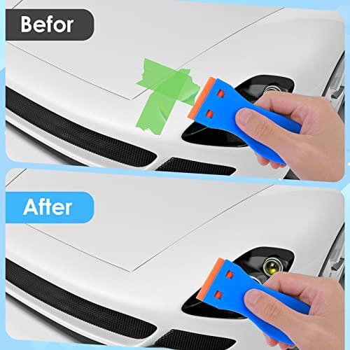 TIESOME Multipurpose Plastic Scraper Set, Non-Scratch Scraper Tool with 10Pcs Plastic Blades & 3pcs Double-Head Detail Cleaning Stick for Removing Lable Glue Decal in The Glass Window Floor