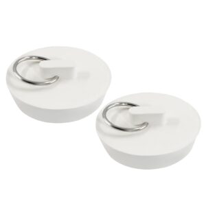 lifcratms 2pcs white rubber drain stoppers, 1-3/4 inch rubber sink plug sink stopper drain plug with hanging ring for kitchen laundry bathroom bathtub, fits 45-47.5mm