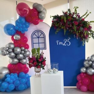 Blue Balloon Arch Kit, Blue Hot Pink Balloons Birthday Party, 5 10 18 Inch Rose Red Birthday Balloon Garland Kit DIY Backdrop, suitable for Baby Shower, Wedding, Anniversary, Party Decoration