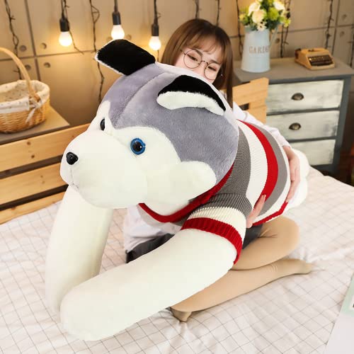 pangcangshu Giant Dog Plush Toy Soft Stuffed Husky Long Pillow Cartoon Animal Doll Sleeping Pillow Cushion Home Decor Kids Easter, Thanksgiving, Christmas, New Year's Gifts (Husky,60cm/23.6 inch)