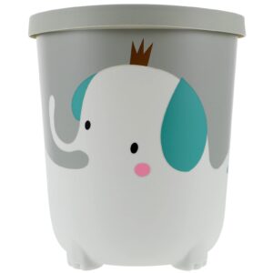 Waste Paper Basket Round Trash Can Cartoon Elephant Garbage Bin Plastic Waste Basket Garbage Container Rubbish Bin Holder for Home Office Kitchen Bathrooms