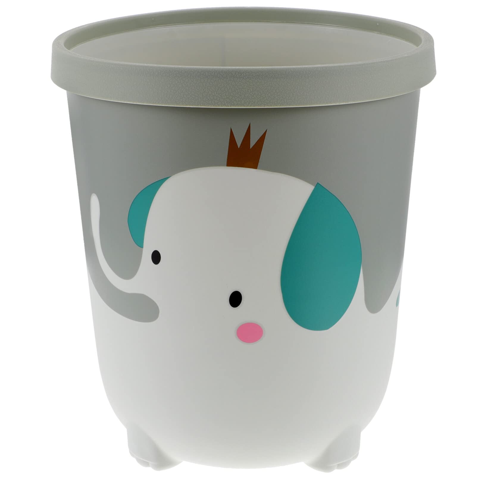 Waste Paper Basket Round Trash Can Cartoon Elephant Garbage Bin Plastic Waste Basket Garbage Container Rubbish Bin Holder for Home Office Kitchen Bathrooms