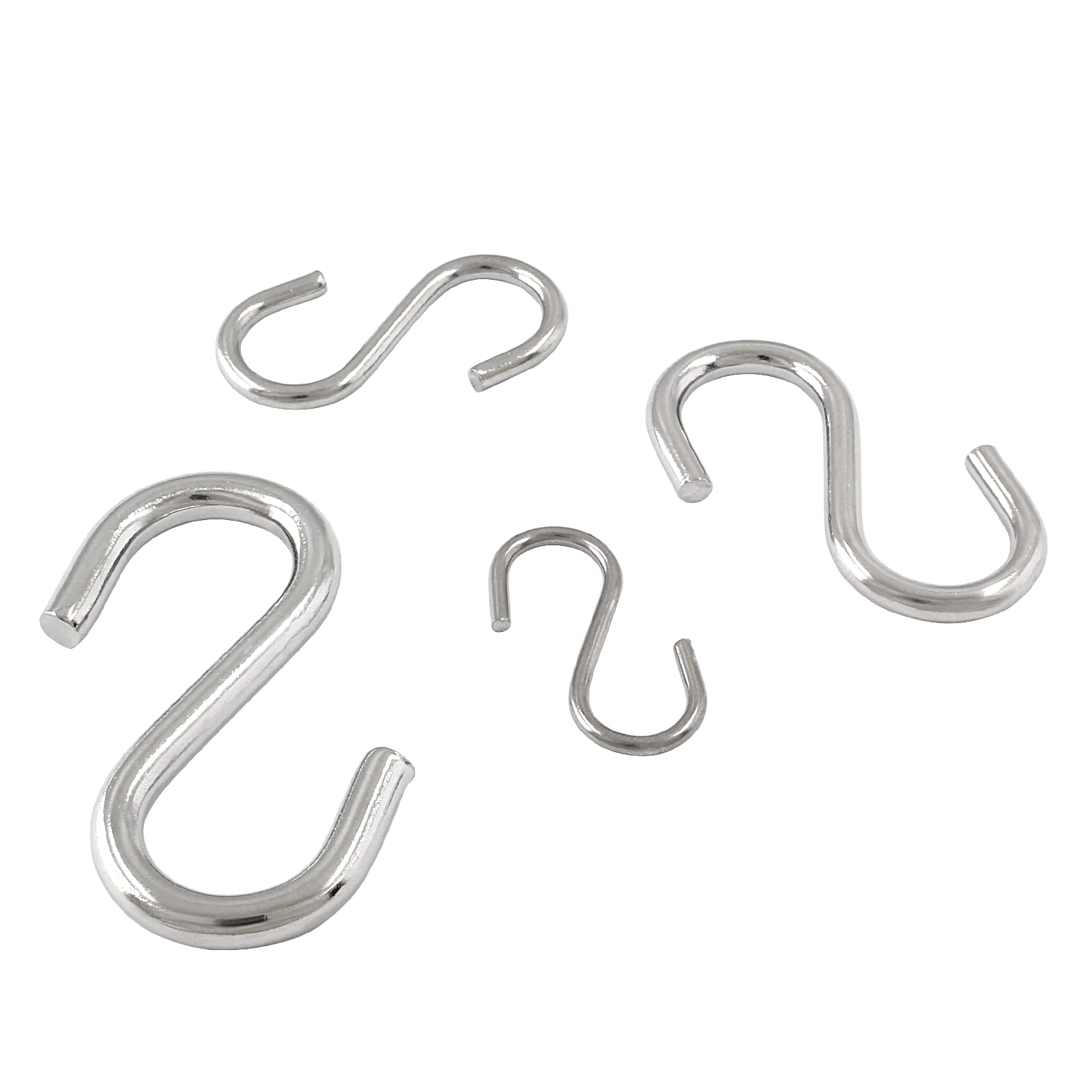 HARSKIYER 12pcs 304 Stainless Steel S Hooks, 0.12'' / 3mm Metal S Shaped Hooks Heavy Duty Hangers Hanging Hooks for Hanging Pots Plants Cups Clothes Keys Caps