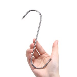 12 Pcs Meat Hooks, 5 Inch Butcher Hooks Stainless Steel (4MM Diameter), S Shaped Meat Processing Hooks for Hanging Bacon, Sausage, Hunting Smoking Ribs, Drying, Grillling BBQ For Kitchen, Market