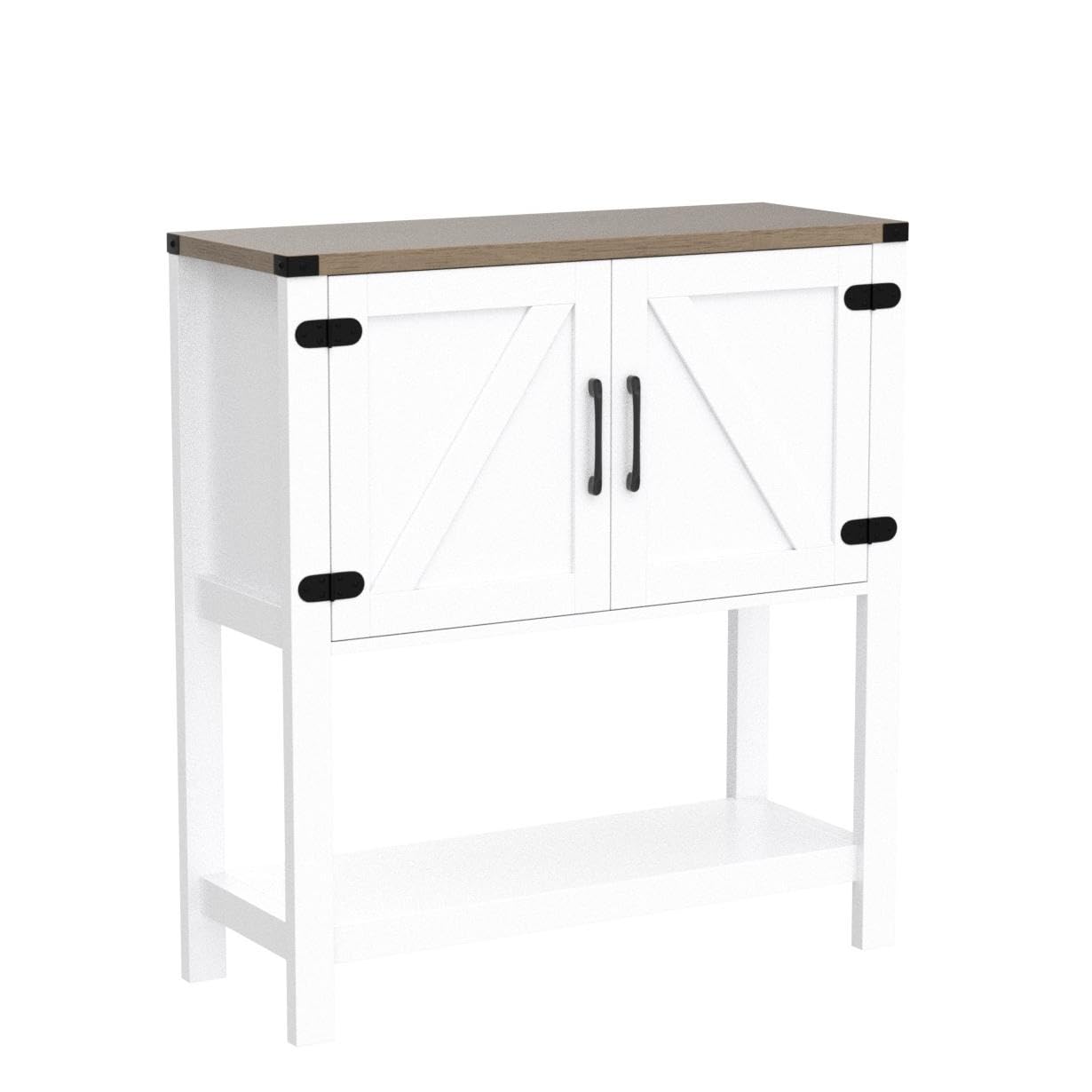 Mufico Console Table Coffee Bar Cabinet Sofa Table,31.5 L x 13.8 D x 34.65 H,Entryway Table with 2 Storage Cabinets, Farmhouse Buffet Sideboard for Kitchen, Foyer,Hallway (White)