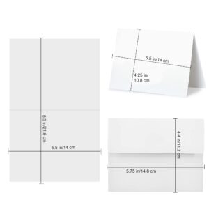 VANRA White Blank Greeting Cards with Envelopes 4.25x5.5 100 Pack White Cardstock with A2 Envelopes Bulk Self Seal for DIY Thank You Cards, Wedding Invitations Cards