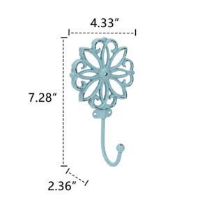 SOFFEE DESIGN Set of 3 Metal Coat Hooks,Hollow Flower Pattern Design Retro Friction Process, High Load-Bearing, for Vocation House, Bohe Room