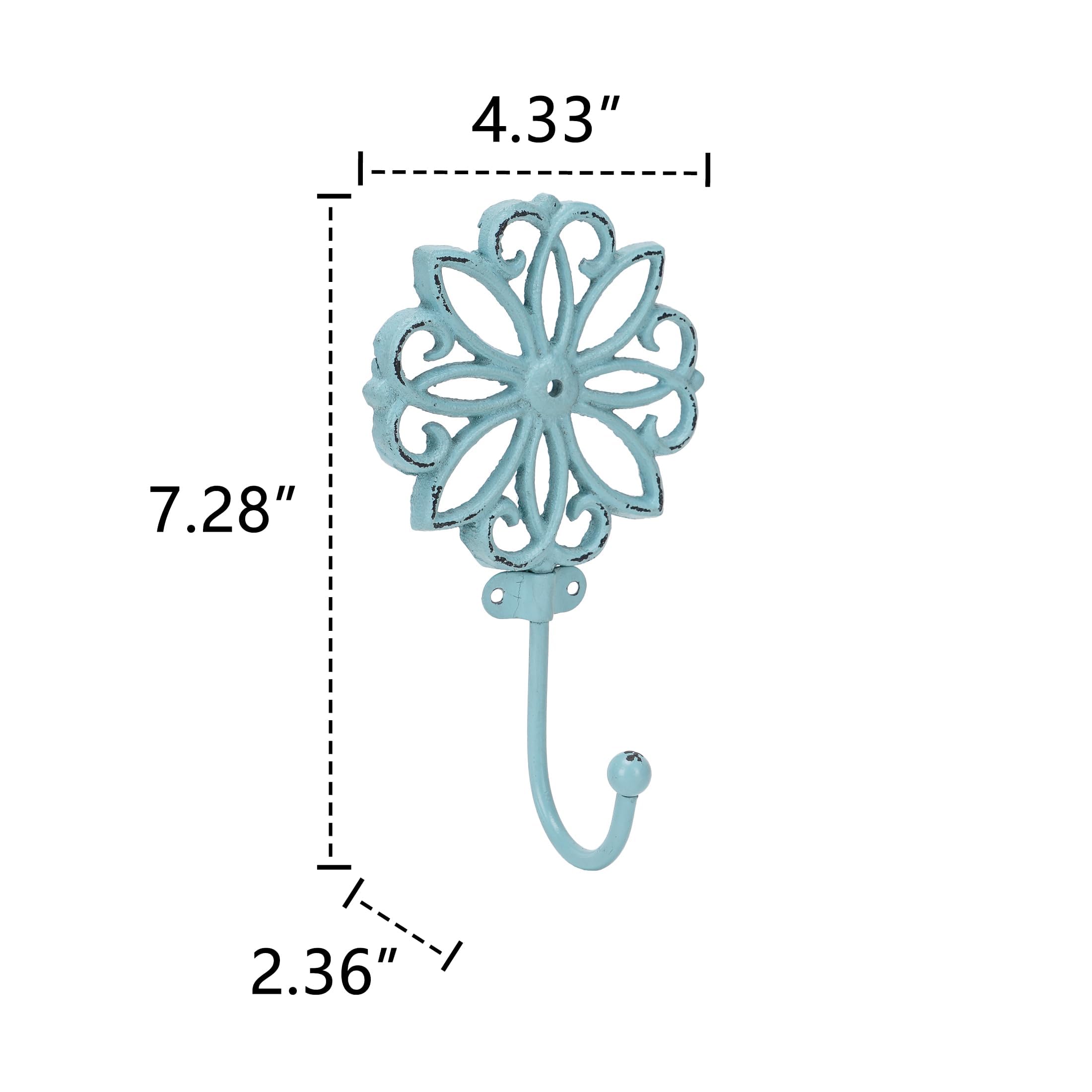 SOFFEE DESIGN Set of 3 Metal Coat Hooks,Hollow Flower Pattern Design Retro Friction Process, High Load-Bearing, for Vocation House, Bohe Room