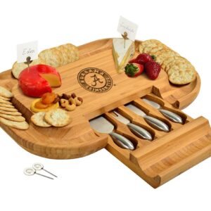 NCAA Alabama Crimson Tide Officially Licensed Bamboo Cheese/Charcuterie Board with knife Set & cheese Markers by Picnic at Ascot