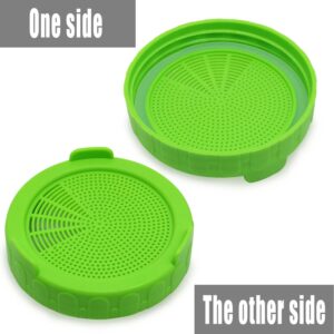 GDFYMI Sprouting Lids for Wide Mouth Mason Jars, Plastic Canning Jar Strainer Lids, Mason Jar Pour Spout Lid, Bean Screen Microgreens Growing Kit Suit for Grow Bean Sprouts (86mm, 3 Green + 3 Blue)