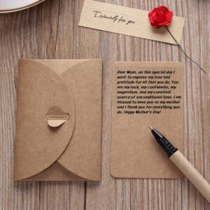 Ksix 10Pcs 4.3x6.9 Inchs Handmade Vintage Kraft Blank Note Card Thank Notes, Greeting Card, Paper Flowers Greeting Cards, Handmade Invitation Card, Birthday Party Invitation Card With Envelopes