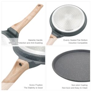 Bobikuke Nonstick Crepe Pan with Spreader,10 Inch Dosa Pan for Stove Tops Griddle Pan Flat Pan,Tawa Dosa Tortilla Pan,Compatible with All Stovetops - Black