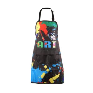 mbmso painting artist apron with pockets artist painter gifts art lover gift for art teacher student painter apron waterproof (love art apron-black)