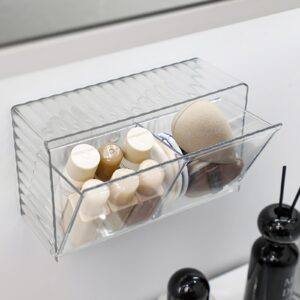 HomeSoGood Cotton Swab Storage Box,Transparent Bathroom Holder Canisters, Wall Mounted Makeup Organizer for Cotton Balls, Cotton Pad