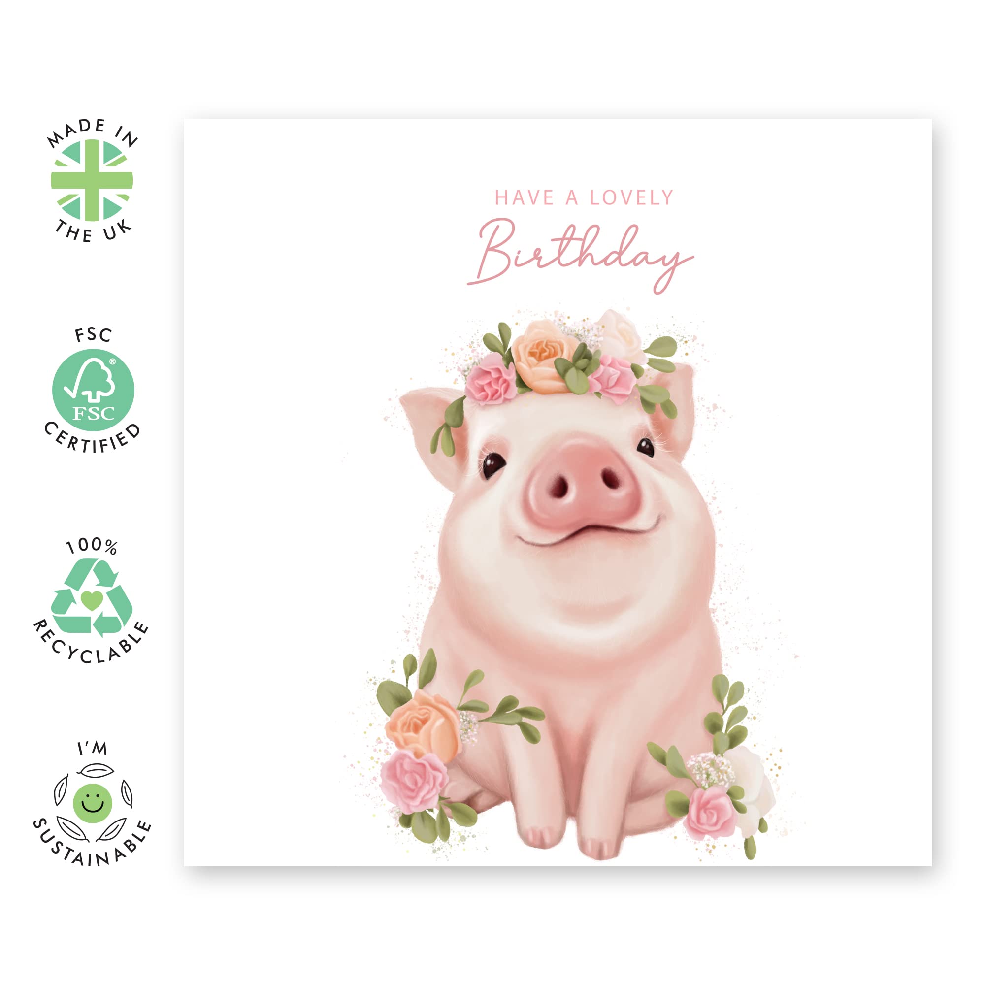 CENTRAL 23 Funny Birthday Card For Women - Have A Lovely Birthday - Cute Floral Pig - Gifts For Sister Daughter Wife Mom Aunt Cousin Niece - Comes With Fun Stickers And Envelope