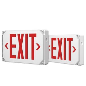 freelicht 2 pack red led ip65 waterproof exit sign with battery backup，exit sign for business，easy to install，ul certified，ac 120/277v.