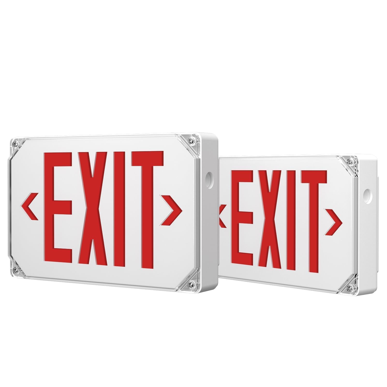 FREELICHT 2 PACK Red LED IP65 Waterproof Exit Sign with Battery Backup，Exit Sign for Business，Easy To Install，UL Certified，AC 120/277V.