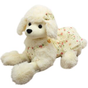 aucooma 11.8" poodle stuffed animal plush, dog plush toy puppy pillow for kids white