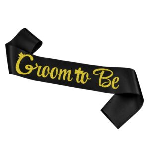 groom to be sash, glitter gold black bachelorette party sash for bridal shower wedding party accessories supplies engagement gifts