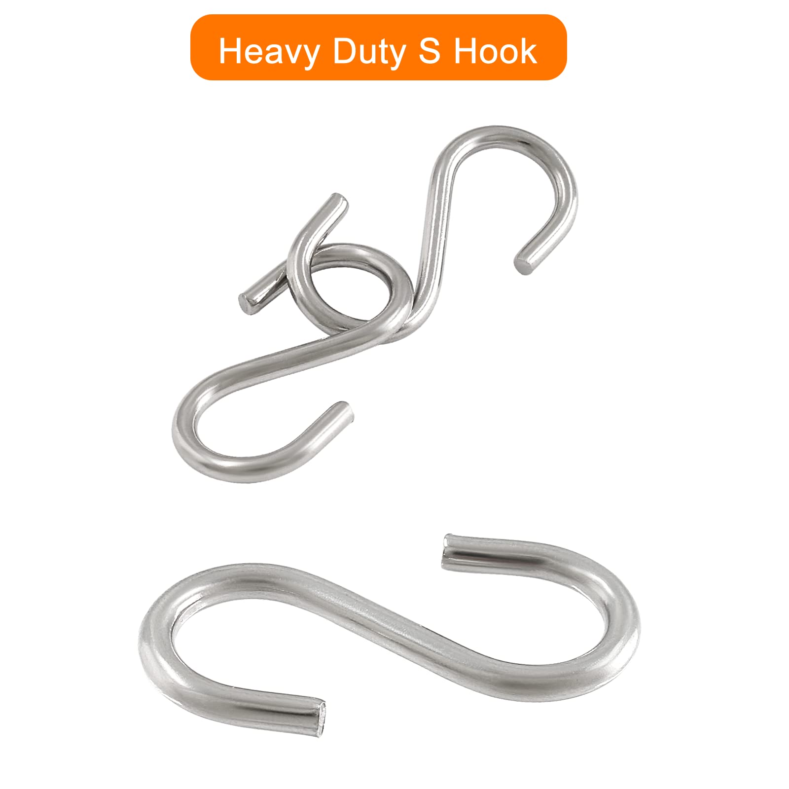 HARSKIYER 12pcs 304 Stainless Steel S Hooks, 0.12'' / 3mm Metal S Shaped Hooks Heavy Duty Hangers Hanging Hooks for Hanging Pots Plants Cups Clothes Keys Caps