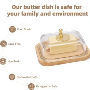 BTWD Glass Butter Dish with Lid for Countertop and Refrigerator, Extra Large Butter Keeper Container Storage with Handle for Fridge, Butter Holder for Counter, Butter Tray Clear Covered Butter Dishes