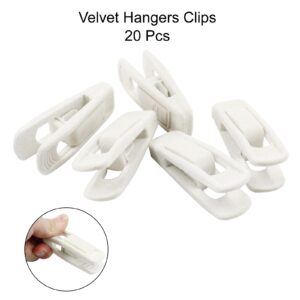 Hordion 20Pcs Ivory Velvet Hangers Clips, Strong Finger Flocked Clips, Felt Hangers Clips, Pants Hangers Skirt Hangers Velvet Clips for Thin Felt Hangers (Ivory)