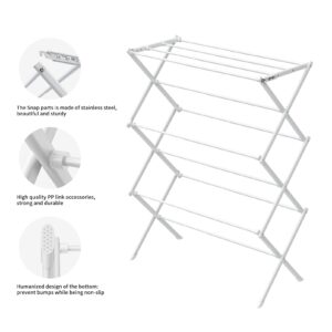 Rbitroise Clothes Drying Rack, Drying Rack Clothing,3-Tier Laundry Drying Rack for Clothes, Expandable Metal Clothing Dryer Rack, Folding Clothes Rack,Collapsible Towel Rack, Air Drying Rack-White