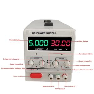 DC Linear Power Supply 30V 5A Variable High Precision for DIY Electronics Repairing, Laboratory, Electroplating, and Research