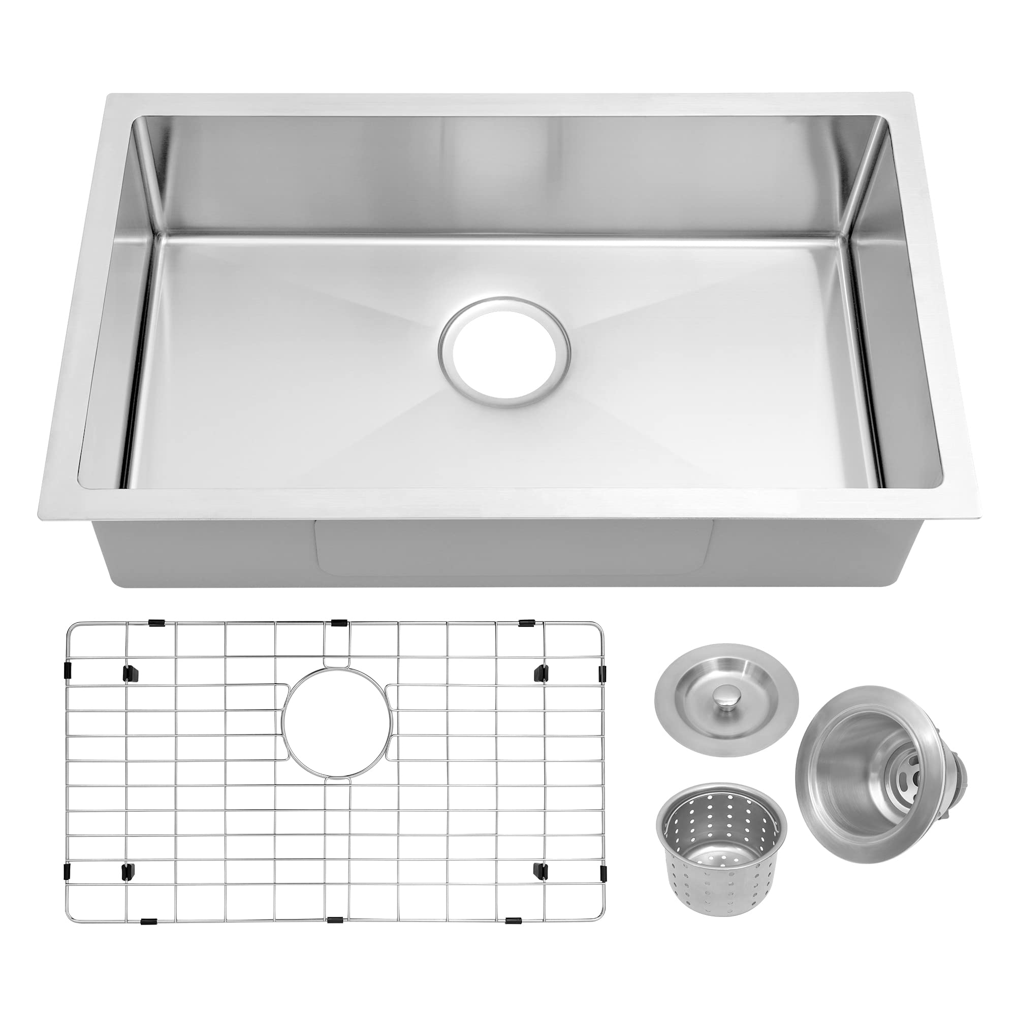 MILOSEN RV Kitchen Sink, 27''×16''×7'' Stainless Steel Undermount Kitchen Sink, Single Bowl Kitchen Sinks, Kitchen Sink for RV, 7 inch Depth Outdoor Kitchen Sink