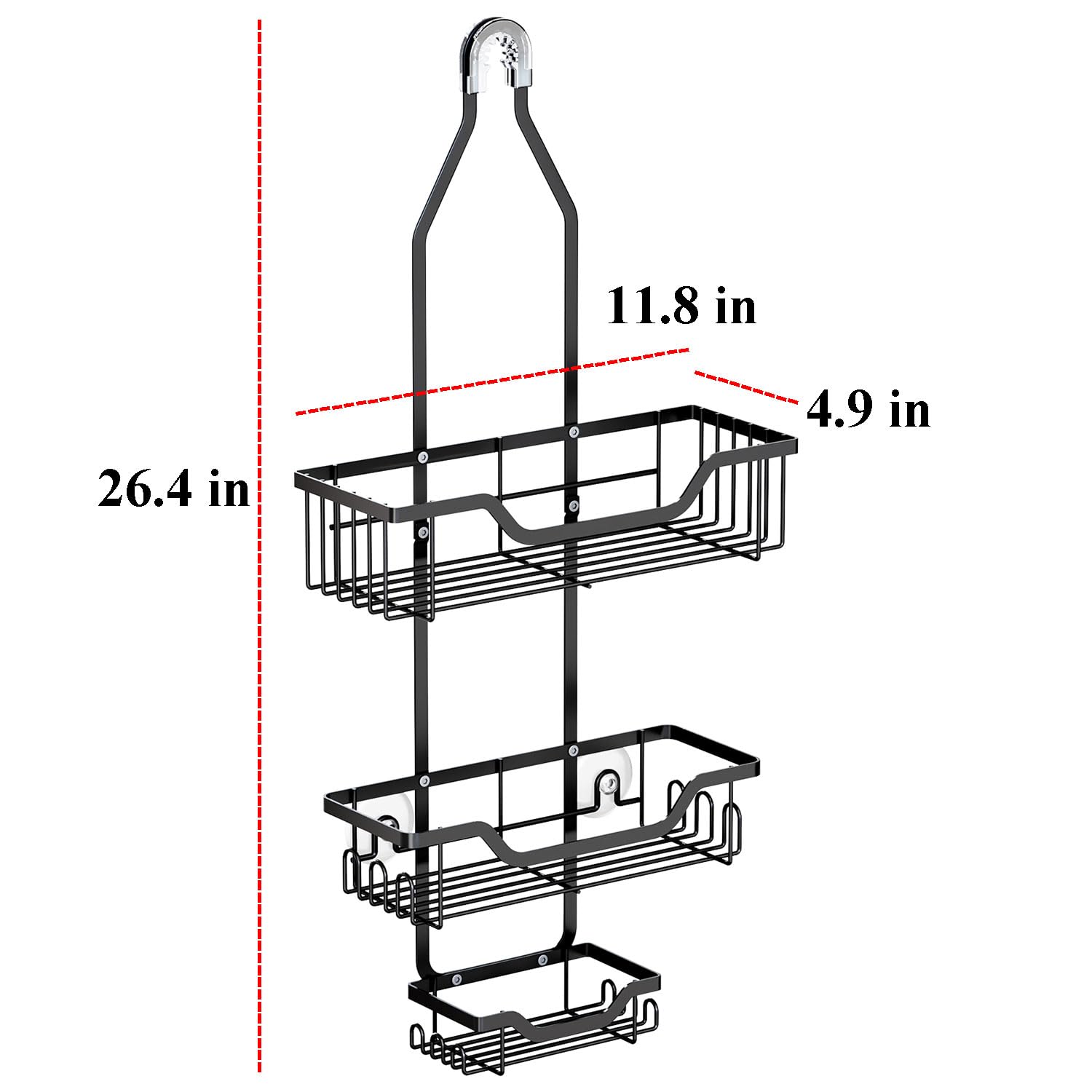 KLEVERISE Shower Caddy Over Shower Head Bathroom Hanging Shower Organizer, Shower Storage Rack Basket with Hooks for Razor and Sponge Rustproof