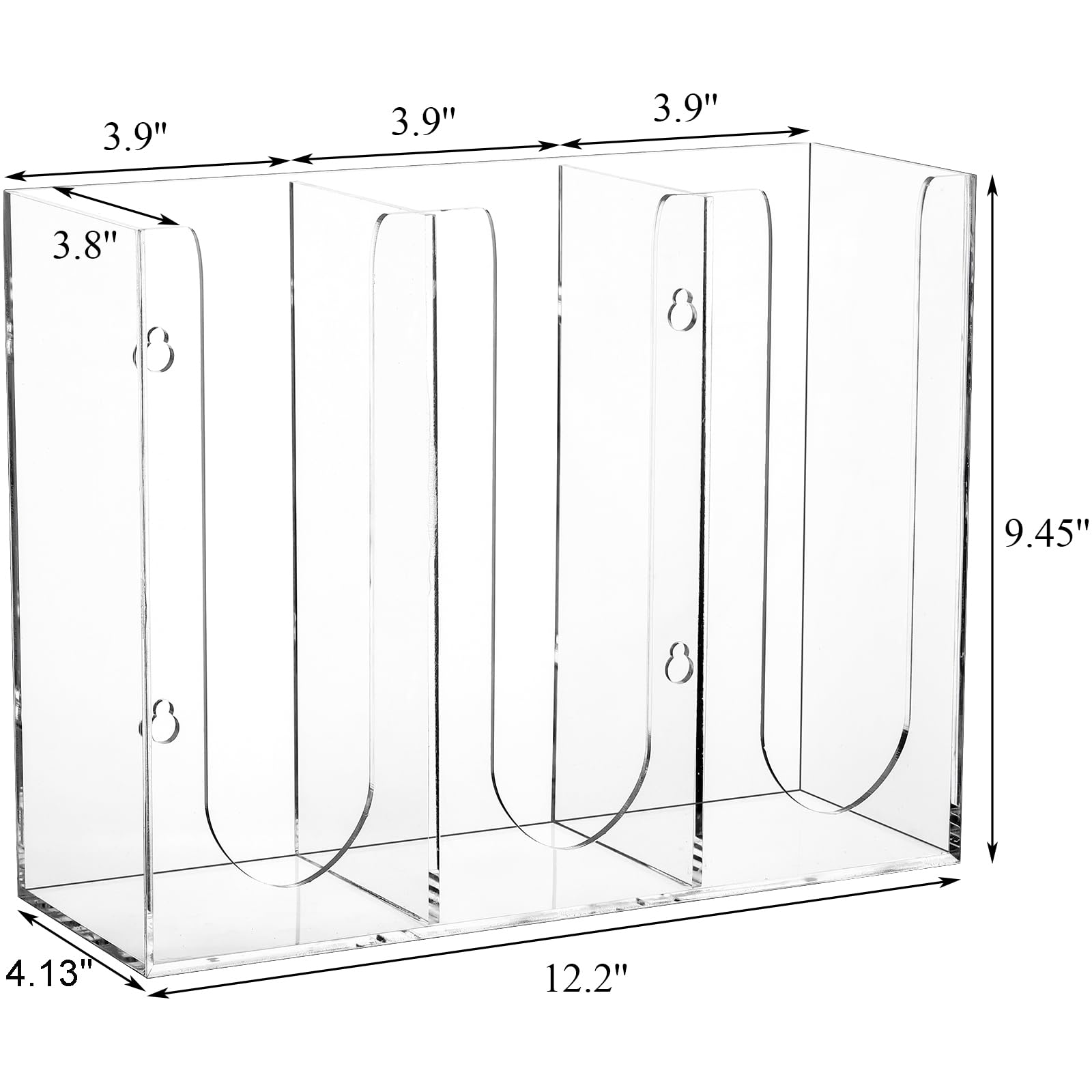 Suwimut Acrylic Coffee Cup and Lid Storage Organizer Holder, 3 Compartments Disposable Paper Cup Dispenser Clear Plastic Cup and Lid Holder for Kitchen Coffee Bar Shop Party Supplies