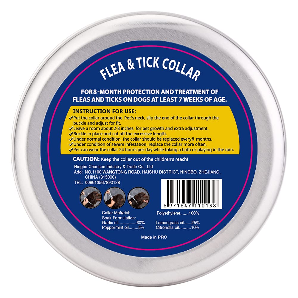 BUDOCI Flea Collar for Dogs,Flea and Tick Collar for Dogs,4 Pack Natural Flea & Tick Prevention for Dog, 24 Inch Collar for Large Small Dogs