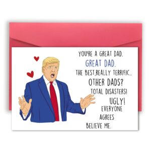 yikalus trump fathers day card for daddy, great donald trump father’s day gifts for father in law, happy birthday card for bonus dad, cool bday gift idea from daughter son