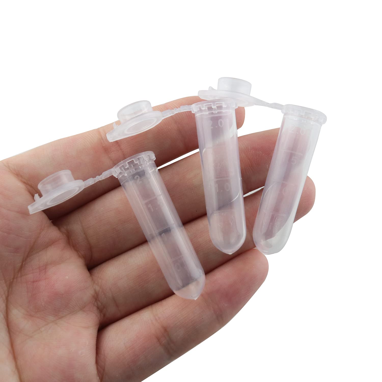 2ml Microcentrifuge Tubes TAODAN 100pcs 2ml Micro Centrifuge Tube Vial Clear Plastic Vials Container with Caps for Sample Storage Without Leakage