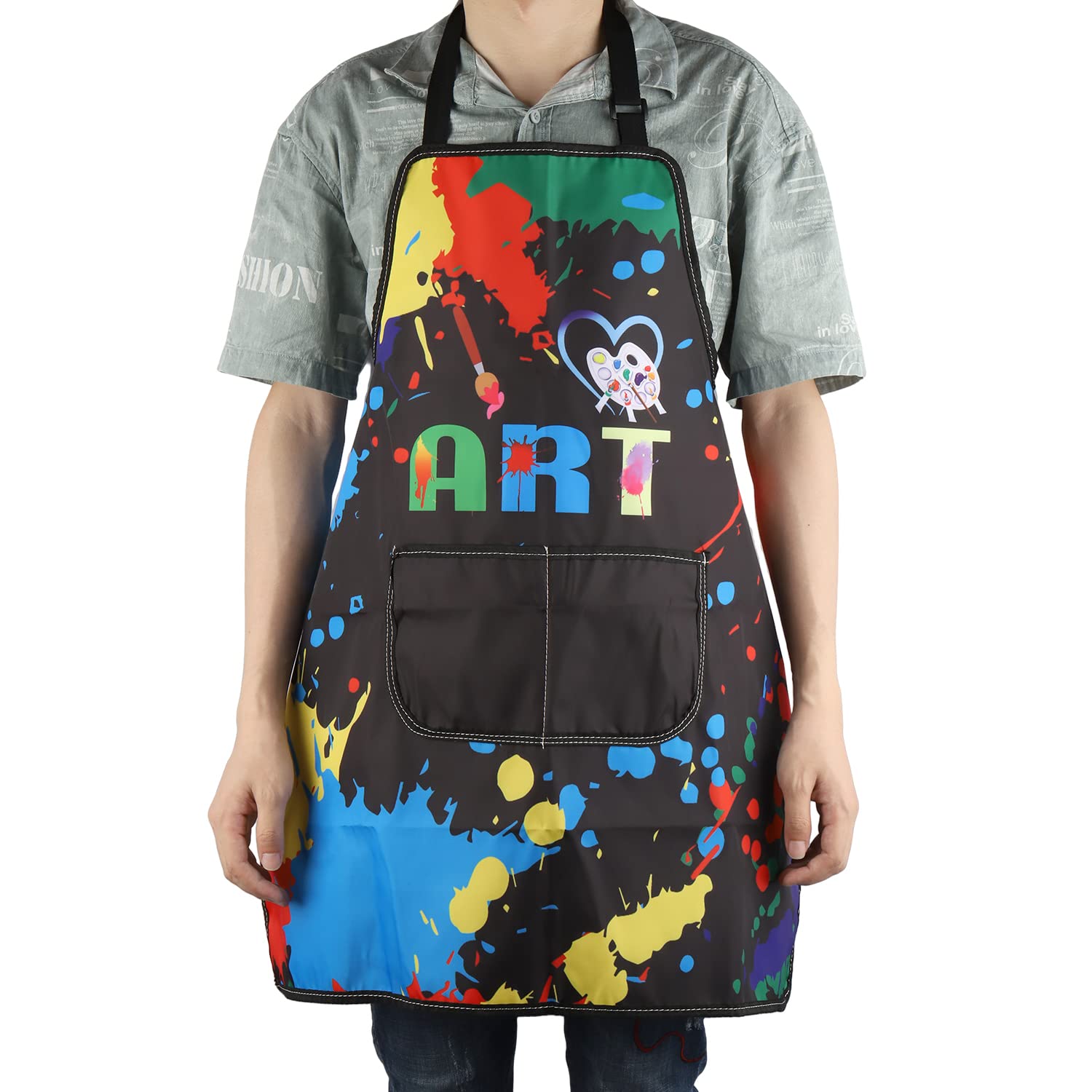 MBMSO Painting Artist Apron with Pockets Artist Painter Gifts Art Lover Gift for Art Teacher Student Painter Apron Waterproof (Love Art apron-black)