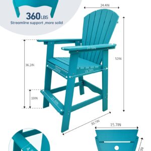 Aoorun 59''H Tall Adirondack Chairs, Balcony Chairs Set bar Height, Outdoor Chairs Set with Table (27.9" W x 51.9" H) - Blue