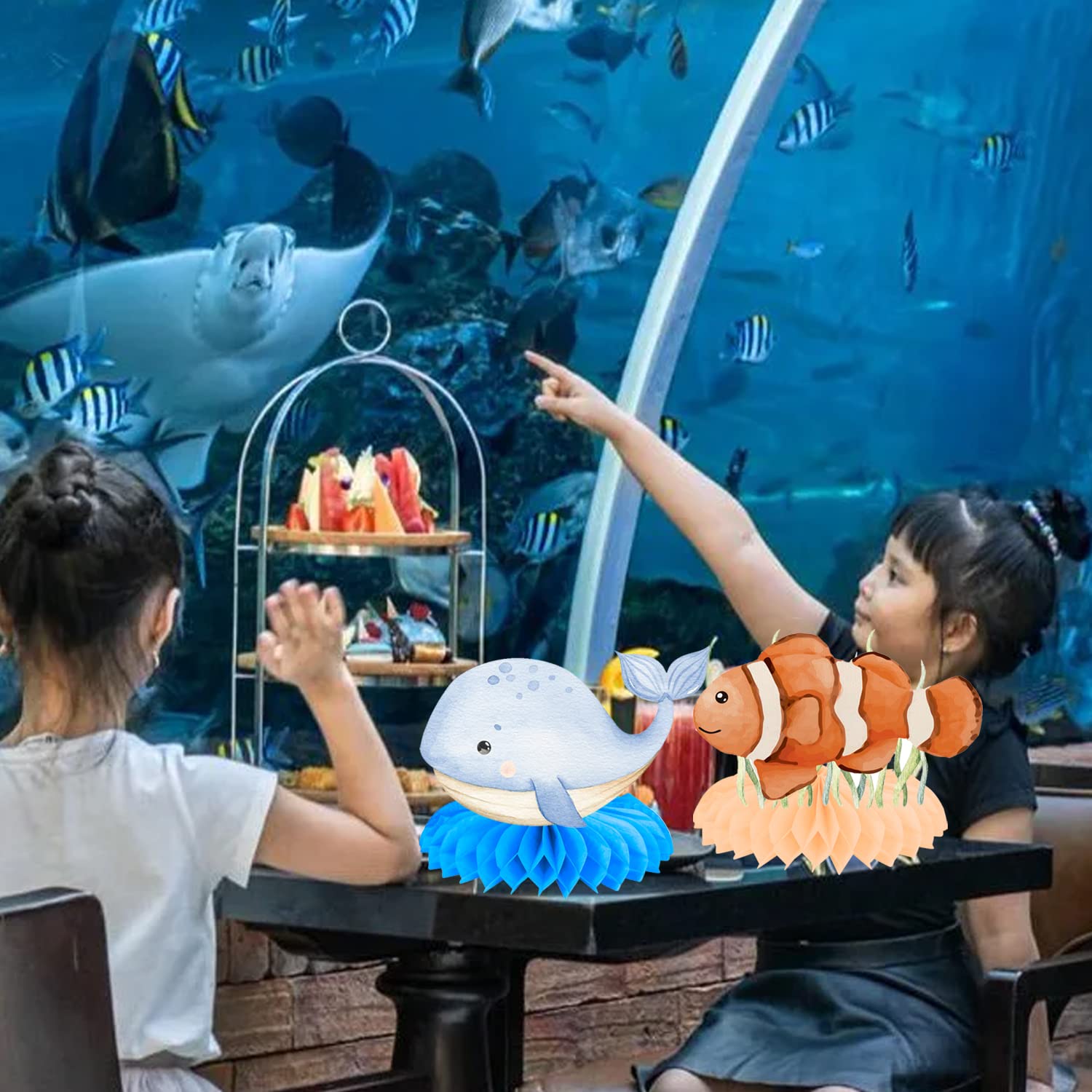 12Pcs Ocean Sea Animal Honeycomb Centerpieces Ocean Animals Baby Shower Decorations Under The Sea Party Table Centerpieces Sea Animals Decorations for Sea Theme Birthday Party Supplies