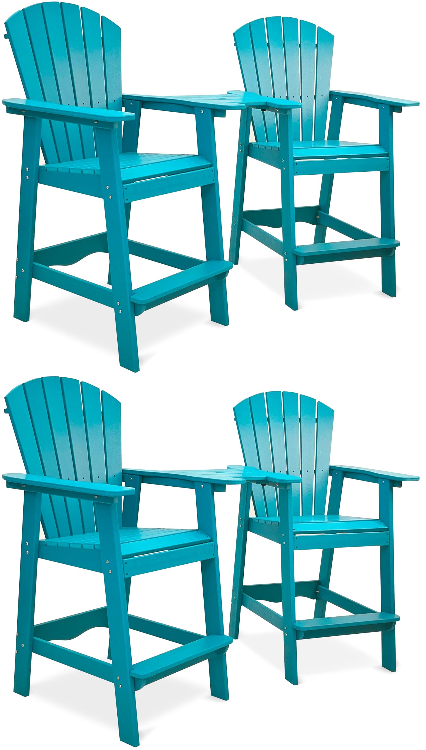 Aoorun 59''H Tall Adirondack Chairs, Balcony Chairs Set bar Height, Outdoor Chairs Set with Table (27.9" W x 51.9" H) - Blue