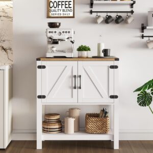 mufico console table coffee bar cabinet sofa table,31.5 l x 13.8 d x 34.65 h,entryway table with 2 storage cabinets, farmhouse buffet sideboard for kitchen, foyer,hallway (white)