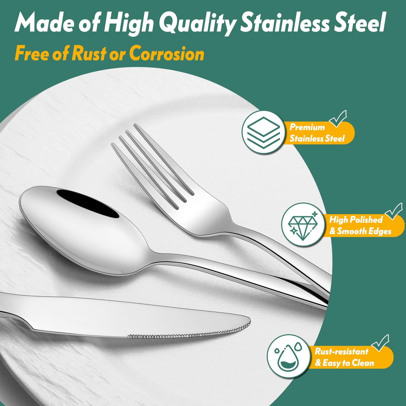 66 Pieces Silverware Flatware Set with Serving Utensils, Stainless Steel Square Cutlery Set for 12, Tableware Cutlery Set Include Knife Fork Spoon Set, Mirror Polished, Dishwasher Safe